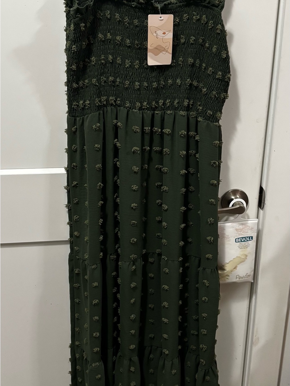 Olive Green Textured Tiered Maxi Dress - Women
